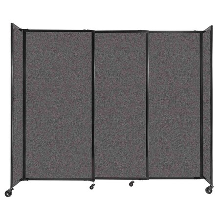 Versare StraightWall Sliding Portable Partition 7'2" x 6' Charcoal Gray Fabric 1472307